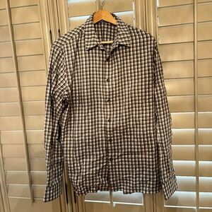 Men's Arc'teryx long sleeved collared shirt.  Size Large. Khaki plaid.